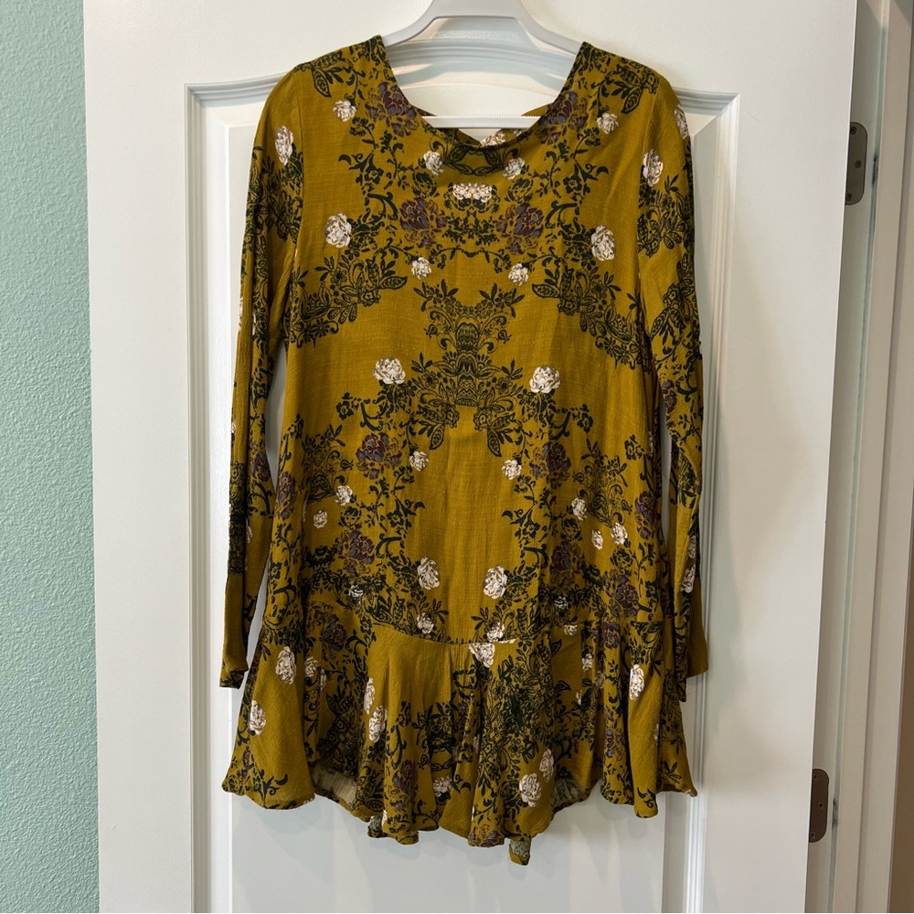 Free People Smooth Talker Floral Open Back Tiered Tunic